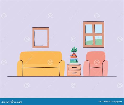 Living Room With Couch And Chair Vector Design Stock Vector