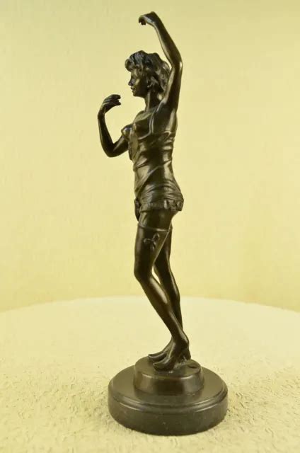 ART DECO HAND Made Semi Nude Female Model With Pose Bronze Sculpture