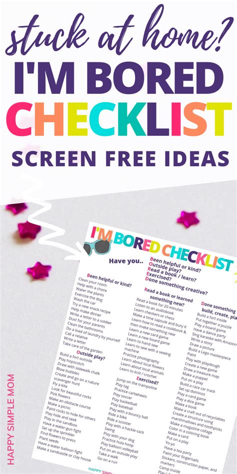 Things For Kids To Do When Bored Free Printable Indoor Activities