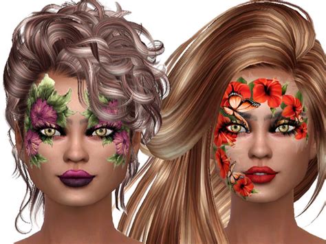Flower Face Paint For Ladys By Trudieopp At Tsr Sims 4