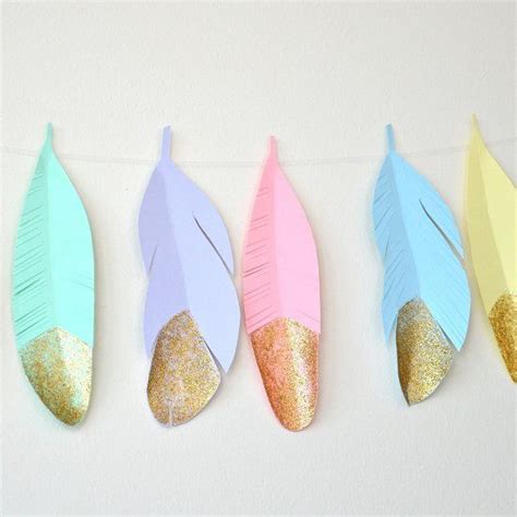 Pretty Pastel Feather Dipped In Glitter And Turned Into Garlands And