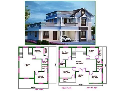 1500 Sq Ft House Plan With Car Parking Dwg And 3d Max File