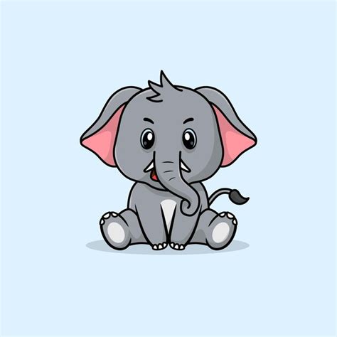 Premium Vector Vector Cute Baby Elephant Cartoon Sitting Icon