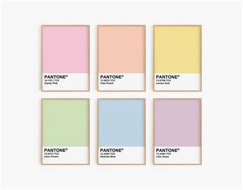 Pastel Pantone Print Set Of 6 Pantone Colours Printable Wall Etsy
