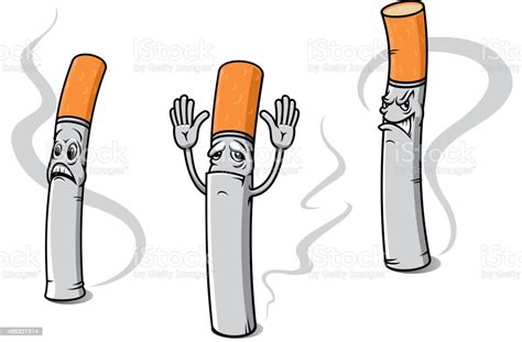 Cartoon Cigarette Characters With Sad Emotions Stock Vector Art And More