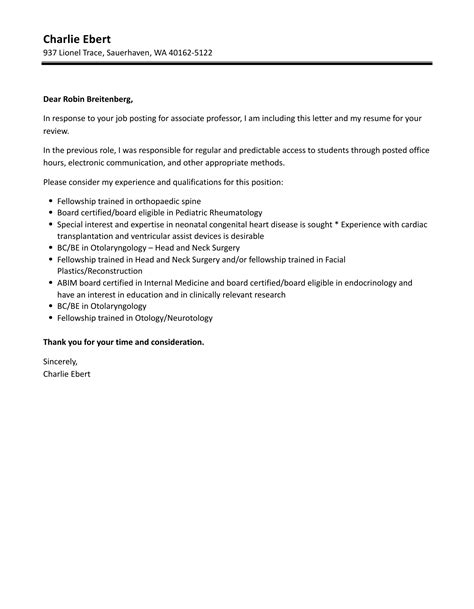 Associate Professor Cover Letter Velvet Jobs