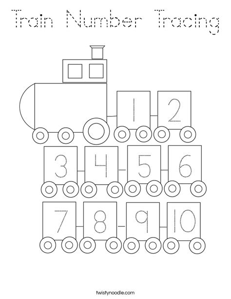 Train Number Tracing Coloring Page Tracing Twisty Noodle