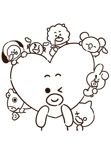 Bt21 Coloring Pages Free Printable Bt21 Coloring Pages Bts Drawings