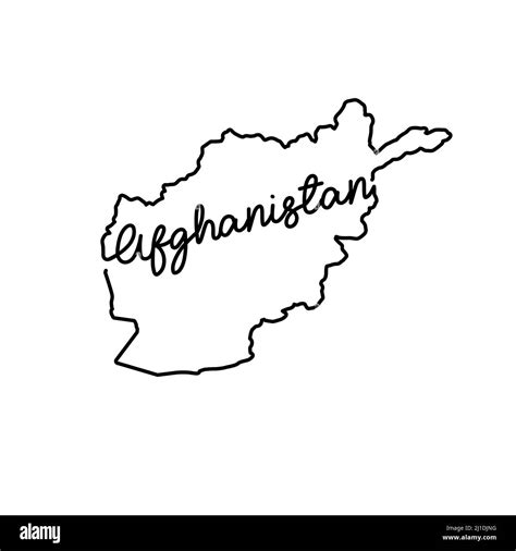 Afghanistan Outline Map With The Handwritten Country Name Continuous