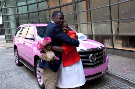 A New Pink Cadillac Escalade With Custom Wheels For A Special Mom