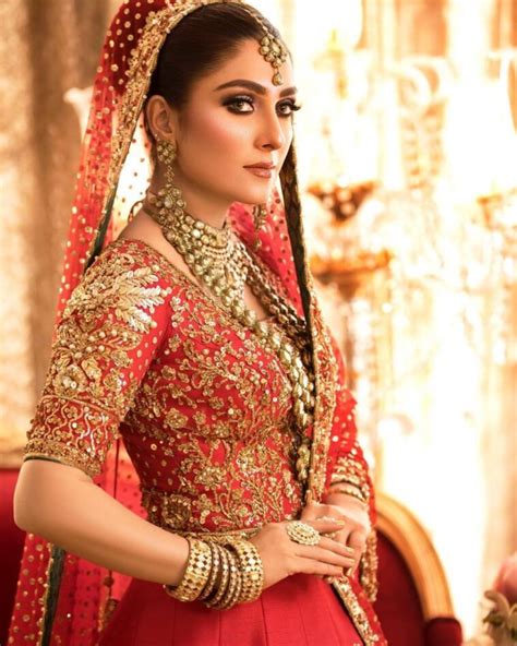 Ayeza Khan Looks Ravishing In Deep Red Bridal Attire Lens