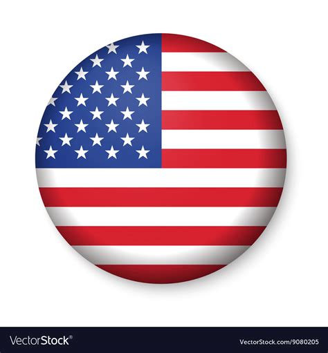 American United States Flag In Glossy Round Button