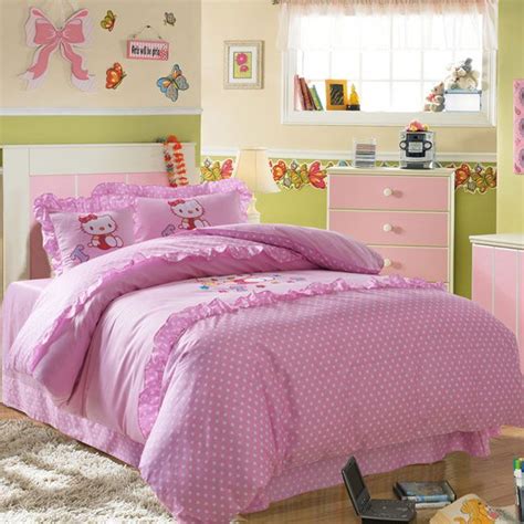 Weitere ideen zu hello kitty sachen, schlafzimmer für teenager, hello kitty. Kitty Printed Princess Pink Children 4-Piece Bedding Set ...