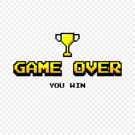 Game Over Pixel Vector Hd Png Images Game Over With Yellow Trophy