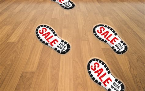 298mm X 138mm Sale This Way Shoe Print Indoor Floor Stickers Graphics