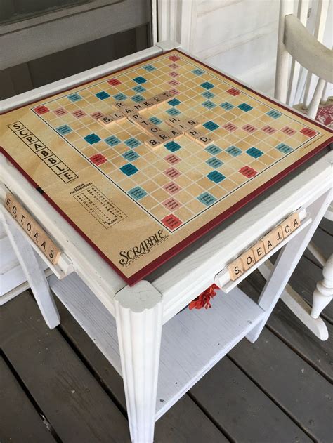 The table features two reversible game board inserts that measure 14 x 12 sq. Make a Scrabble Game Table -- Do you have that old ...