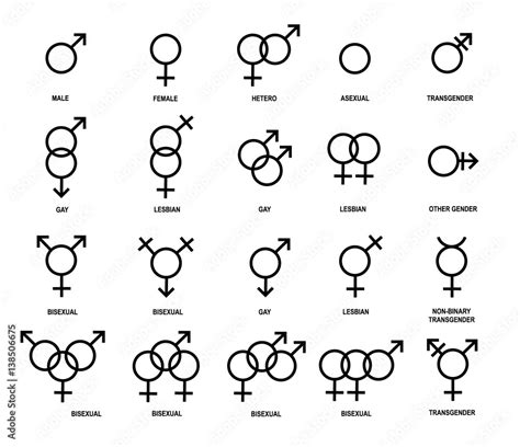 Vector Outlines Icons Of Gender Symbols Stock Adobe Stock Hot Sex Picture