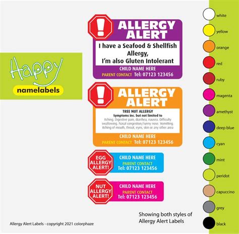 Allergy Alert Labels In 2021 Allergies Traditional Names Labels