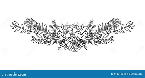 Set Of Floral Ribbon Banner Hand Drawn Vector Vintage Floral Banners
