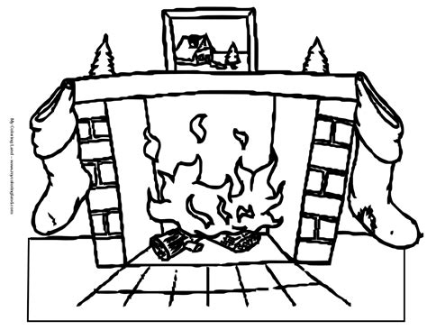 Fireplace Coloring Wood Coloring Pages