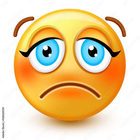 Cute Frowning Face Emoticon Or 3d Sad Emoji With Unhappy Mouth Curving