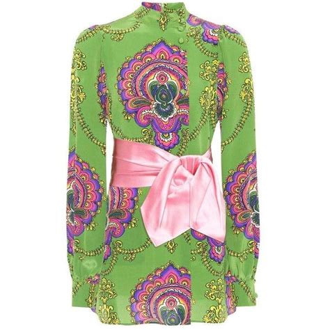 Gucci Printed Silk Top 1660 Liked On Polyvore Featuring Tops Green