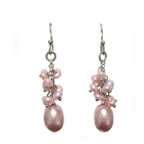 Sterling Silver Pink Pearl Drop Earrings Property Room