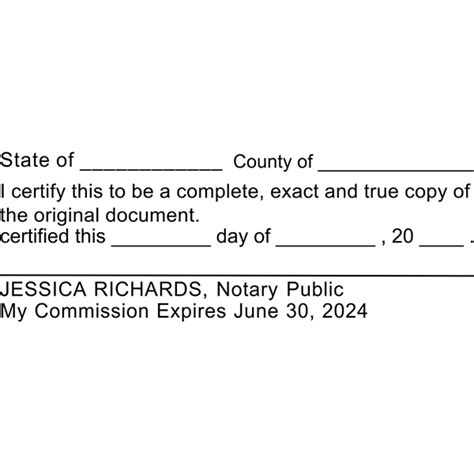 Certified True Copy Stamp For Notary Use All State