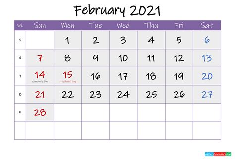 February 2021 Calendar With Holidays Riset