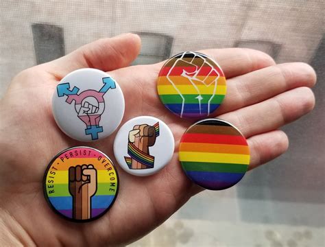 Lgbtq Pride Button 5 Pack Trans Flag Rainbow Buttons Etsy