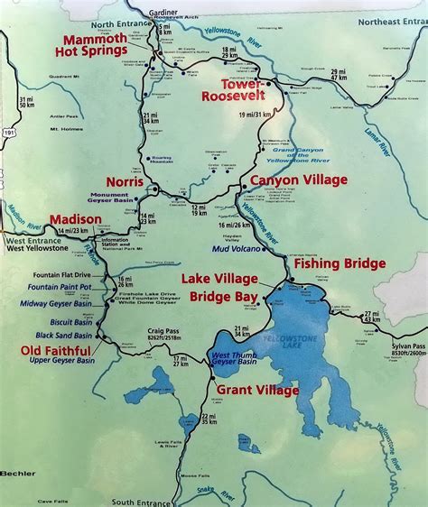 Yellowstone National Park Trail Map London Top Attractions Map