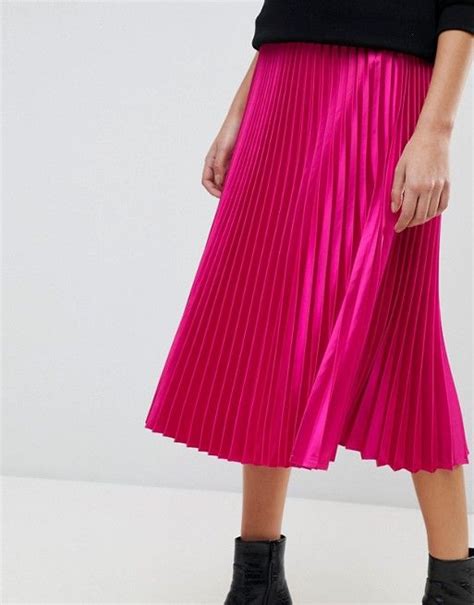 Pink Pleats Midi Skirt Pleated Midi Skirt Skirts