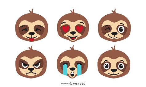 Sloth Emoji Vector Set Vector Download