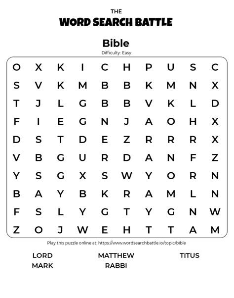 Free Bible Word Search Printable Printable World Holiday