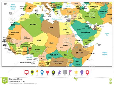 Political Map Of North Africa And Middle East Map Of Africa