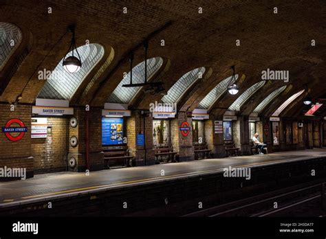 Platform Of The Historic Baker Street Underground Station London