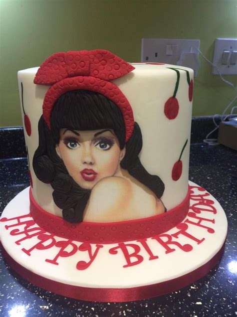 A Birthday Cake With A Womans Face On It And The Words Happy Birthday