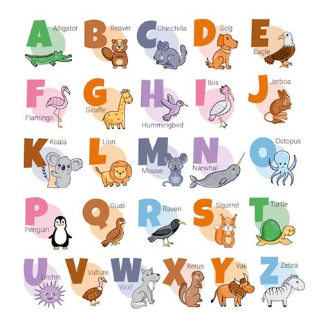 Englisches Alphabet Mit Tieren Für Kinder Poster Für Kinderzimmer