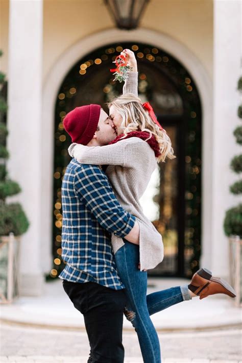 Mistletoe Engagement Shoot It Girl Weddings Christmas Couple