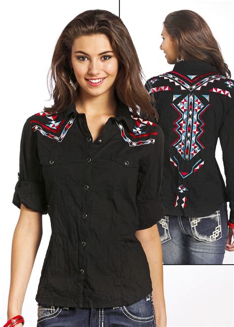 Panhandle Slim Womens Long Sleeve Snap Up Embroidered Western Shirt 22s6612 Western Fashion