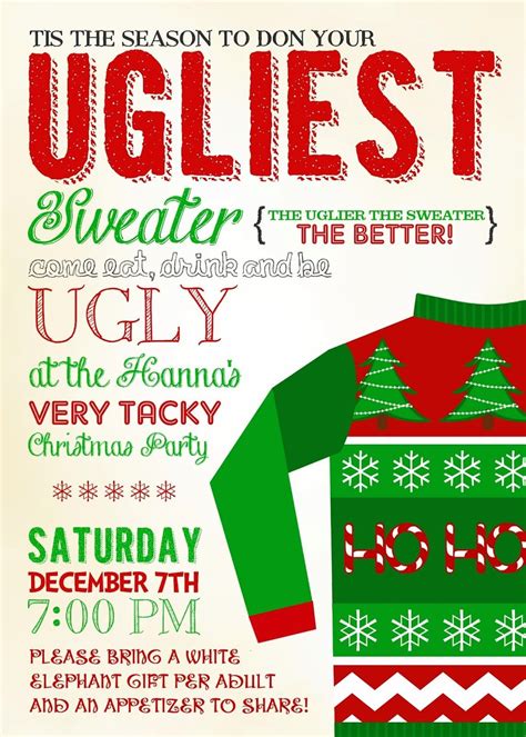 Free Ugly Sweater Christmas Party Invitation Templates Printable
