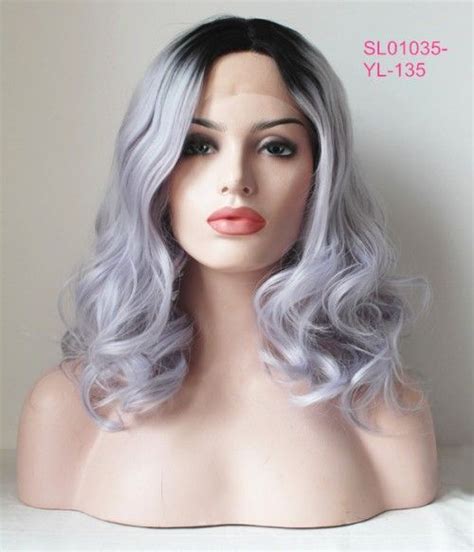 Lavender Synthetic Lace Front Wig Lavender Grey Hair Synthetic Lace