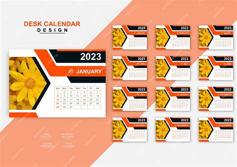 Premium Vector New Year Desk Calendar 12 Months Included 2023 Desk