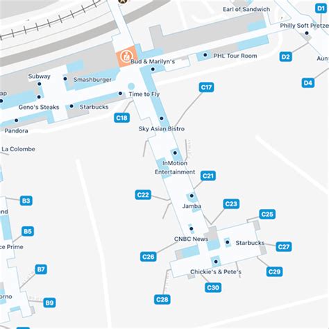 Philadelphia Airport Map Phl Terminal Guide