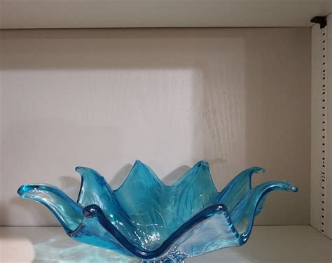 Italian Murano Glass Bowl Starfish Aqua Blue Silver Tone Etsy