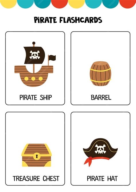 Premium Vector Cute Pirate Elements With Names Flashcards For Children