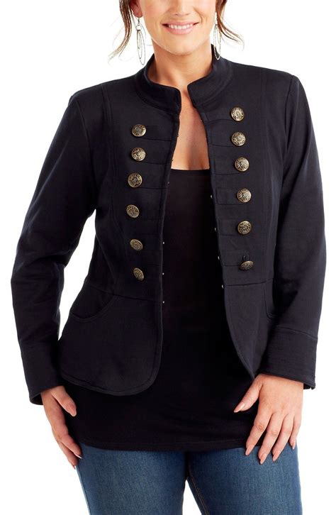 Military Jacket Fashion Plus Size Fashion Large Size Womens Clothing