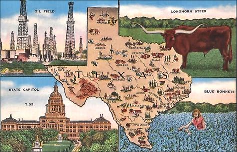 Vintage Texas State Postcard From