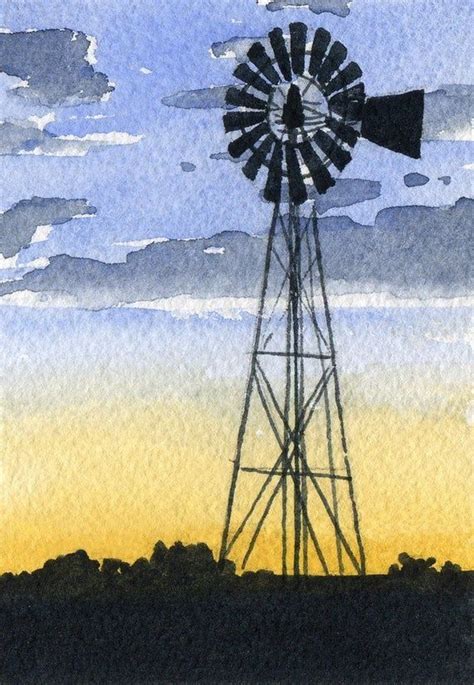 Windmill Watercolor Fine Art Print By Artist Dj Rogers Etsy