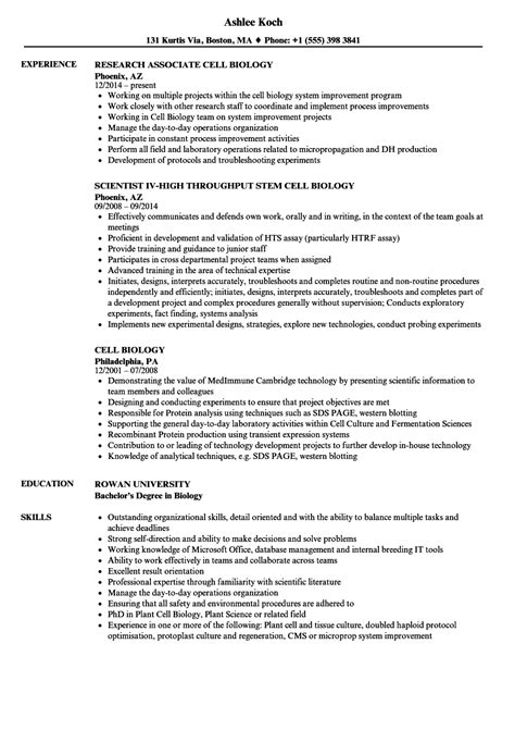 Animal cell resume project examples. Cell Biology Resume Samples | Velvet Jobs